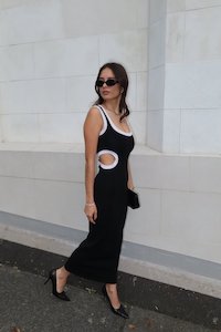 Collaborative Collection: EVALINA CUT OUT DRESS (B/W)