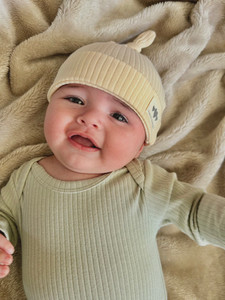 Products: Organic Cotton Top Knot Beanie Three Sisters