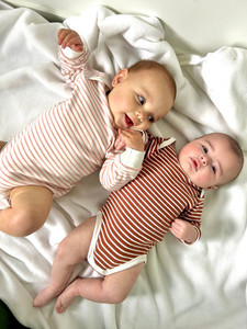 Products: Organic Cotton Striped Long Sleeve Bodysuit Three Sisters
