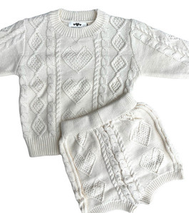 Products: Heart Knit Set (White) Three Sisters