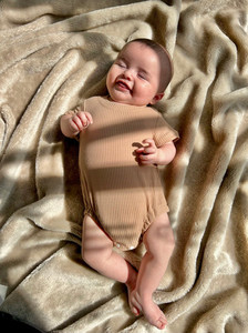 Products: Waffle Romper (Mocha) - Organic Cotton Three Sisters