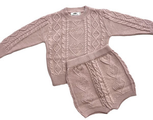 Heart Knit Set (Blush) Three Sisters