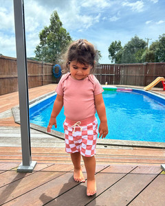 Large Check Short (Blush Rose) - Organic Cotton Three Sisters