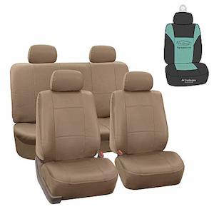 kogan: 34190: FH-PU002-1114 Classic Exquisite Leather Car Seat Covers, Airbag compatible and Split Bench, Solid Beige color