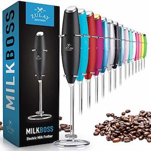 Kitchen: Milk Boss Original Handheld Milk Frother and Mixer for Coffee Lattes, Frappes, Cappuccinos, Matcha, Hot Chocolate (Black)