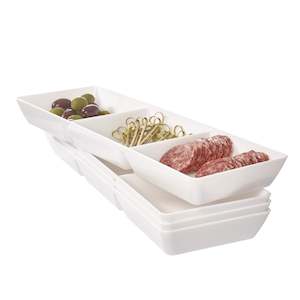 Kitchen 1: Avant 15-Inch x 5-Inch Plastic 3-Section Tray (Set of 4, White)