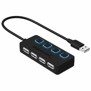 Computer Office: Sabrent 4-Port USB 2.0 Hub with LEDs and Power Switches (HB-UMLS)