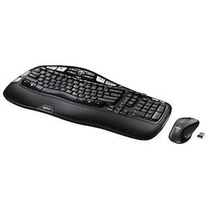 Computer Office: Logitech MK550 Wireless Wave Keyboard and Mouse Combo with Ergonomic Design (Black)