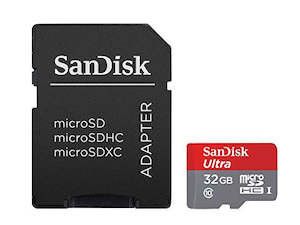 Electronic Accessories: SanDisk Ultra 32GB microSDHC UHS-I Memory Card with Adapter (SDSQUNC-032G-GN6MA), Silver