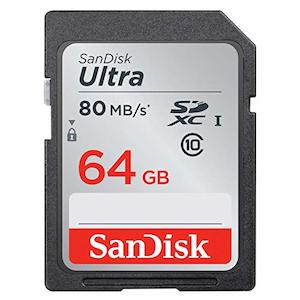 Electronic Accessories: SanDisk Ultra 64GB Class 10 UHS-I SDXC Memory Card (SDSDUNC-064G-GN6IN), up to 80MB/s Speed