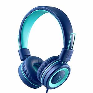 Headphones: Noot Products K11 Kids Headphones, 3.5mm Jack Wired Cord On-Ear Headset, Foldable & Tangle-Free (Navy/Teal)