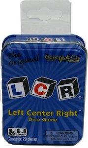 Games Accessories: LCR® Left Center Right™ Dice Game in Blue Tin
