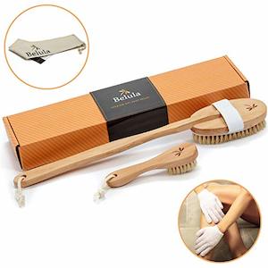 Premium Dry Brushing Set [Boar Bristle Brush, Exfoliating Face Brush, Bath Glove&hellip;