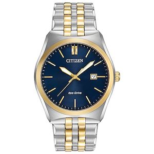 Watches: Citizen Men's Classic Corso Eco-Drive Watch, 3-Hand Date, Luminous Hands, Two-Tone/ Blue Dial