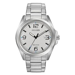 Watches: Citizen Men's Eco-Drive Weekender Garrison Field Watch in Stainless Steel, Silver Dial Model: AW1430-86A