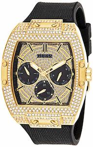 GUESS Men's Stainless Steel Analog Watch with Silicone Strap, Black, 24 Model: GW0048G2