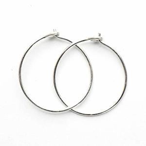 Earrings: Solid Silver Hoop Earrings (12mm, 24 Gauge, 925 Sterling Silver).