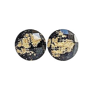 Black Gold Flake Stud Earrings [Hypoallergenic Posts] with Titanium Posts