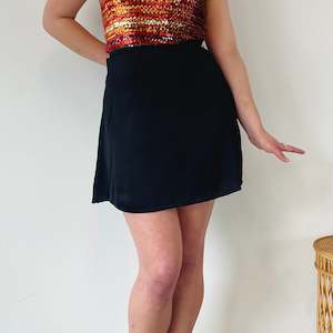 Bottoms: Black Satin Mini (M)