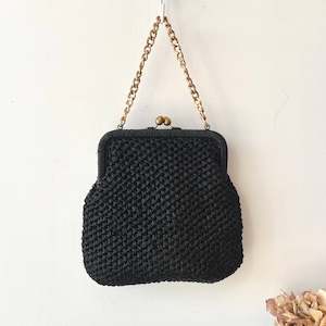 Sale 50 Off Selected Items: Vintage Black Woven Handbag