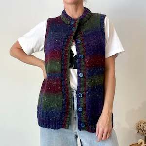 Knitwear: Vintage Button Up Knit Vest (L)