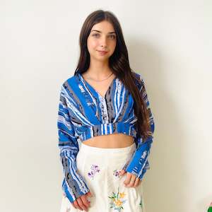 Tops: Abstract Print Cropped Blouse (S-M)