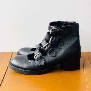 Footwear: Leather Buckle Up Ankle Boots (39)