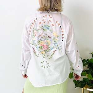 Tops: Floral Embroidered Blouse (L-XL)