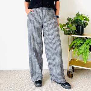 Striped Linen Blend Pants (M)