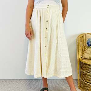 Bottoms: Vintage Textured Midi Skirt (M-L)