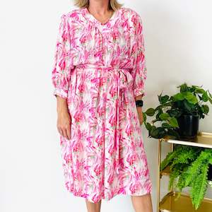 Dresses: Vintage Patterned V-Neck Midi Dress (XL-2XL)