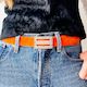 Suede Gemstone Buckle Belt (S)