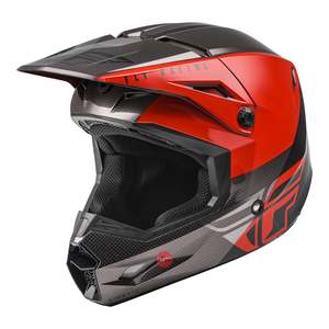 Fly Racing Kinetic: Fly Kinetic Straight Edge Red Black Grey Off Road Helmet Size Youth Medium 49 50cm