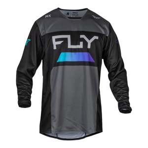 Fly Racing Kinetic Reload Jersey - Charcoal / Black / Blue Iridium Size Medium