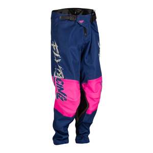 Fly Racing Kinetic Khaos Pink Navy Tan Off Road Pants Youth Waist Size 22"