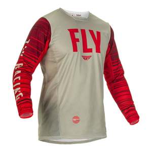 Fly Racing Kinetic Wave Jersey Light Grey Red Size XL