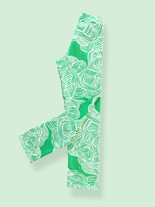 Print: Straight Leg Pants Green Zen