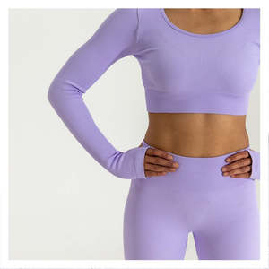 Body Ody Activerwear: BODY ODY- Lavender Ribbed Crop Top