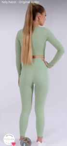 Body Ody Activerwear: BODY ODY- Khaki Ribbed Leggings