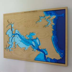 Wooden Map: Whangarei Harbour - Large