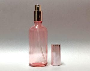 100ml Rose Pink Glass Bottle with Rose Gold Mister