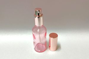 30ml To 50ml: 50ml Rose Pink Glass Bottle with Rose Gold Mister
