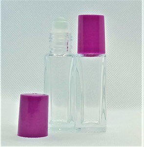 12ml Roll On Clear Glass Bottle with Mauve Lid
