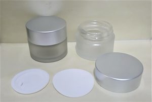 Glass: 15ml Frosted Glass Jar with Silver Lid