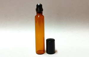 10ml: 10ml Amber Roll On Glass Bottle Black Lid