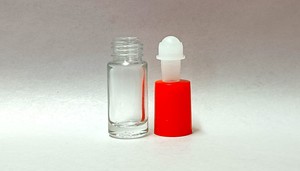 5ml Clear Roll On Glass Bottle Red Lid