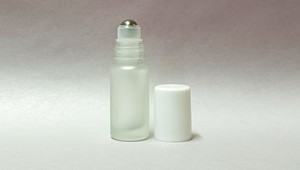 5ml Frosted Roll On Glass Bottle White Lid