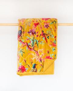 Blankets 1: Ochre Bird of Paradise Velvet Throw