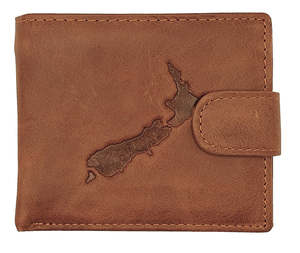 Hand Bags: Men's Leather Wallet NZ Map