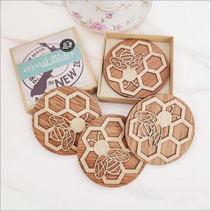 Coaster: Coasters Set Bamboo+ Rimu: Bees